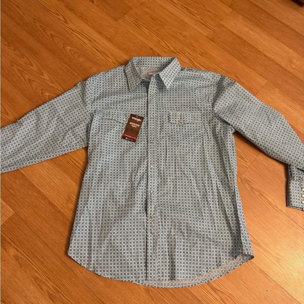 Wrangler Blue Gingham Casual Button Down Shirt